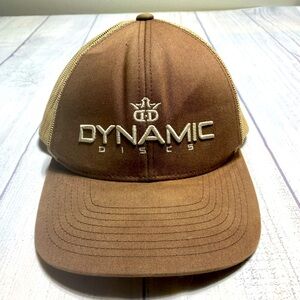 Disc Golf Embroidered Trucker Hat Dynamic Discs SnapBack Full Spell Out Brown